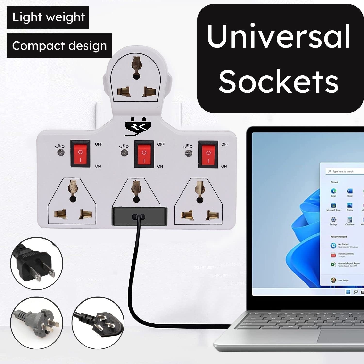 RK Volt Edge Heavy Duty Extension Board – 4- Socket Multi Plug