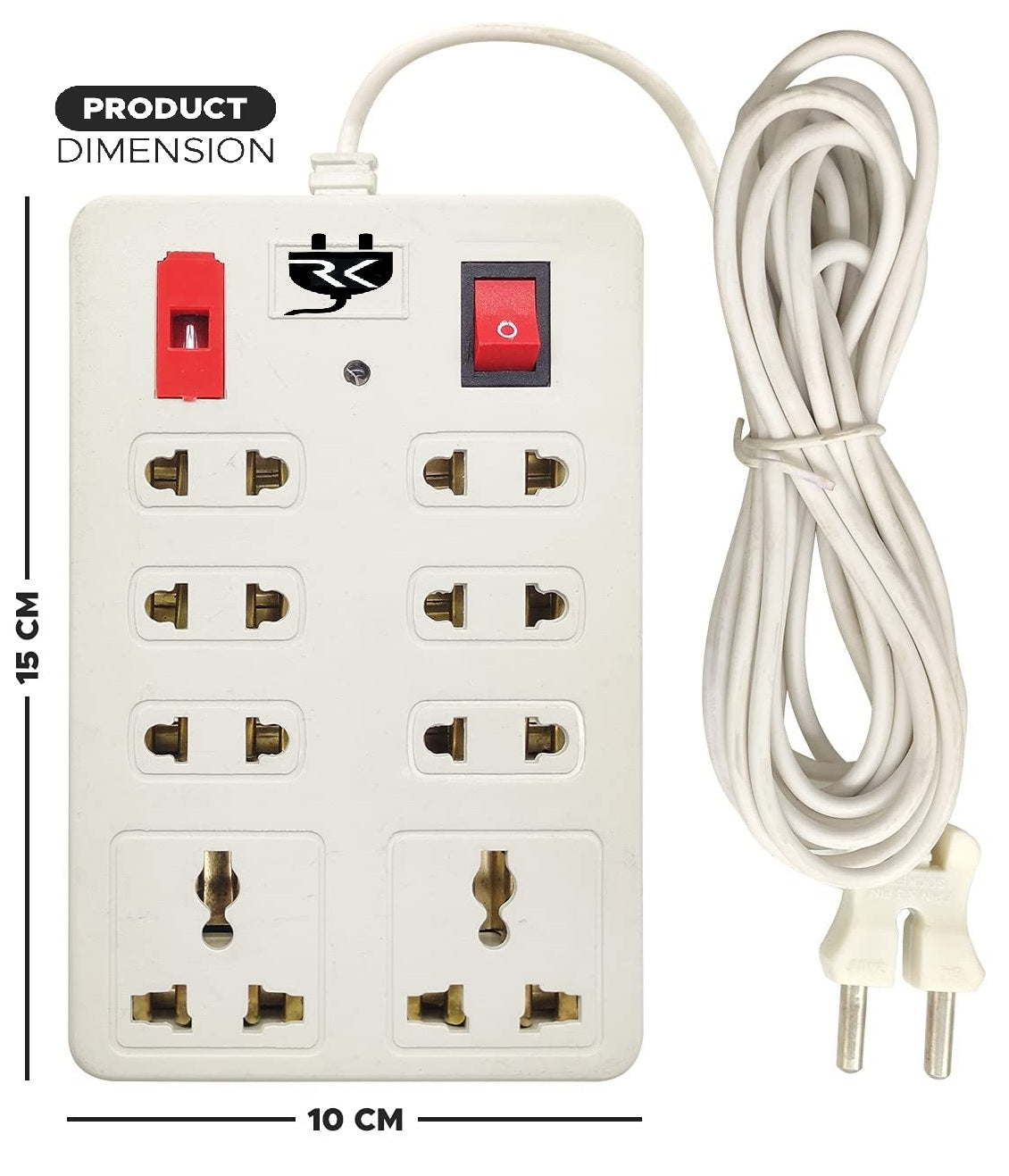 RK Volt Edge 8-Socket Extension Board with Master Switch | 1.8M Heavy-Duty Cable